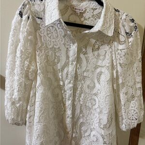 Nanette Lepore White Floral Lace Blouse - SOLD WITHOUT CAMISOLE